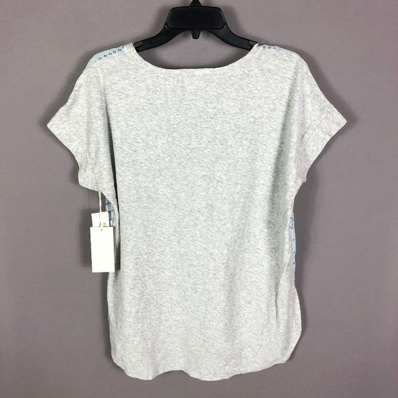 TWO By VINCE CAMUTO Light Blue Gray Short Sleeve Cotton Blend Top Size Small - Picture 7 of 7